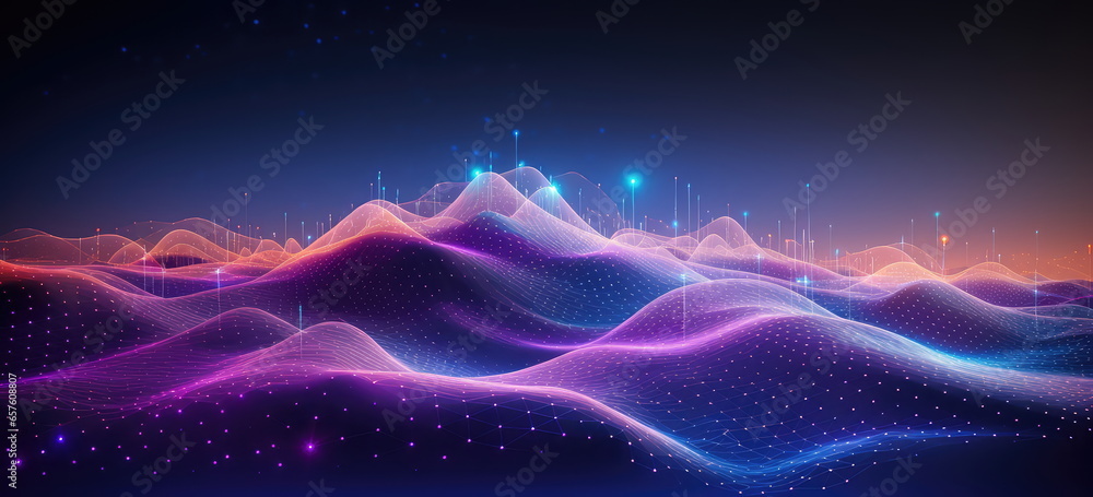 Obraz premium New age of data visualization. Data science and visual management design concept. Abstract background. Hand edited, generative AI based.