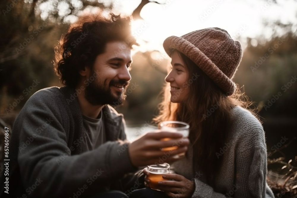 Young Couple Enjoying Sunset Young Couple Enjoying Sunset