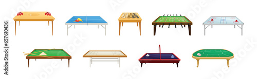 Board Games Playing Field and Tables Vector Set