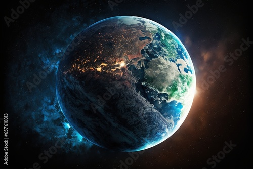 planet earth, space planet, big earth, digital art style