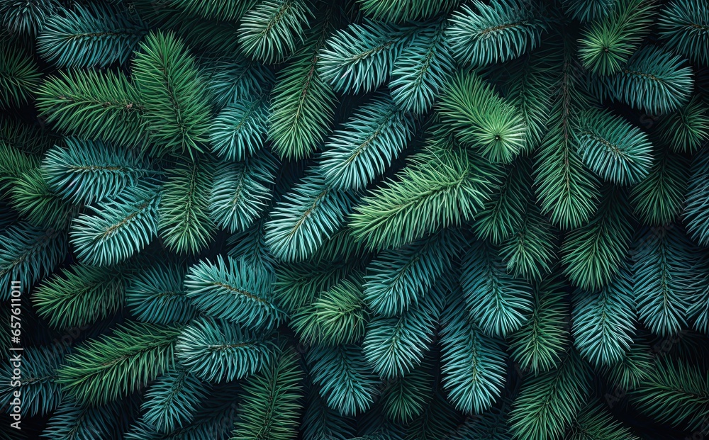 Christmas tree leaf background in the style of vibrant colors. Generative AI