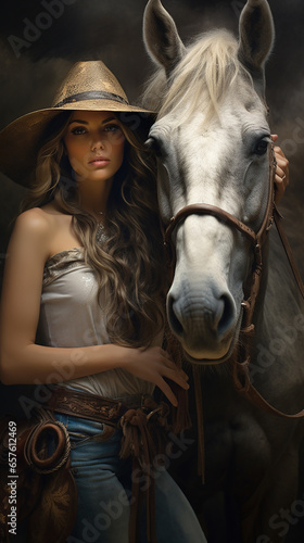 beldade vaqueira sexy com seu cavalo 