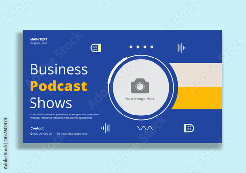 Video thumbnail and banner design for live business podcast shows