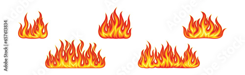 Red and Orange Fire Flame and Hot Blazing Element Vector Set
