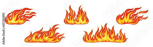 Red and Orange Fire Flame and Hot Blazing Element Vector Set