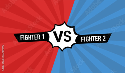 Versus battle background between red and blue. Vs battle headline. Competitions between fighters.