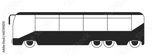 City bus public transport black and white 2D line cartoon object. Tour bus for tourists sightseeing isolated vector outline item. Intercity auto transportation monochromatic flat spot illustration