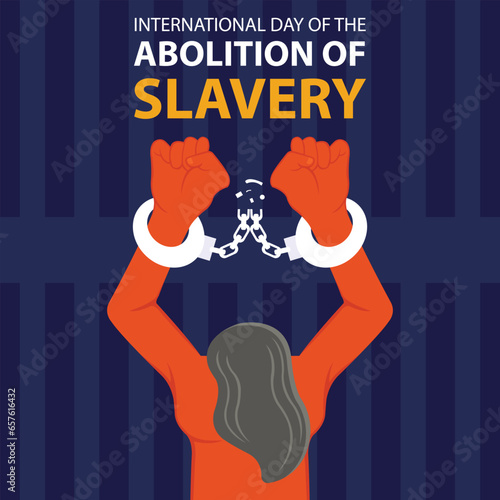 illustration vector graphic of A man's hands are loose from the chain of handcuffs, perfect for international day, abolition of slavery, celebrate, greeting card, etc.