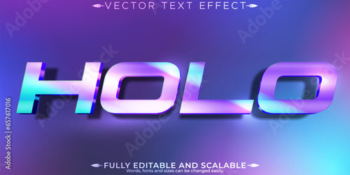 Holo text effect, editable holographic and futuristic customizable font style