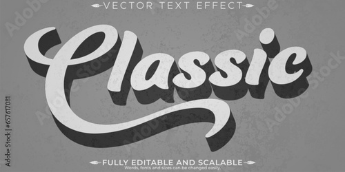 Retro vintage text effect, editable nostalgia and classic customizable font style
