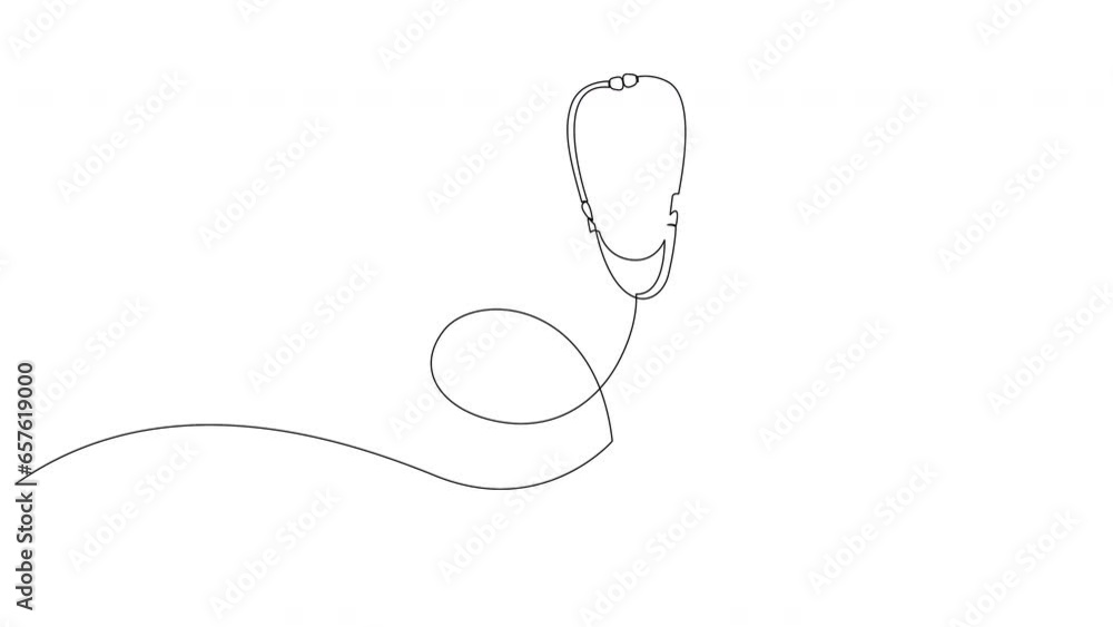 Self drawing simple animation of continuous one line medical stethoscope. Animated medical health concept in doodle style. Minimalist design by single line. Self drawing simple animation of continuous one line medical stethoscope. Animated medical health concept in doodle style. Minimalist design by single line.