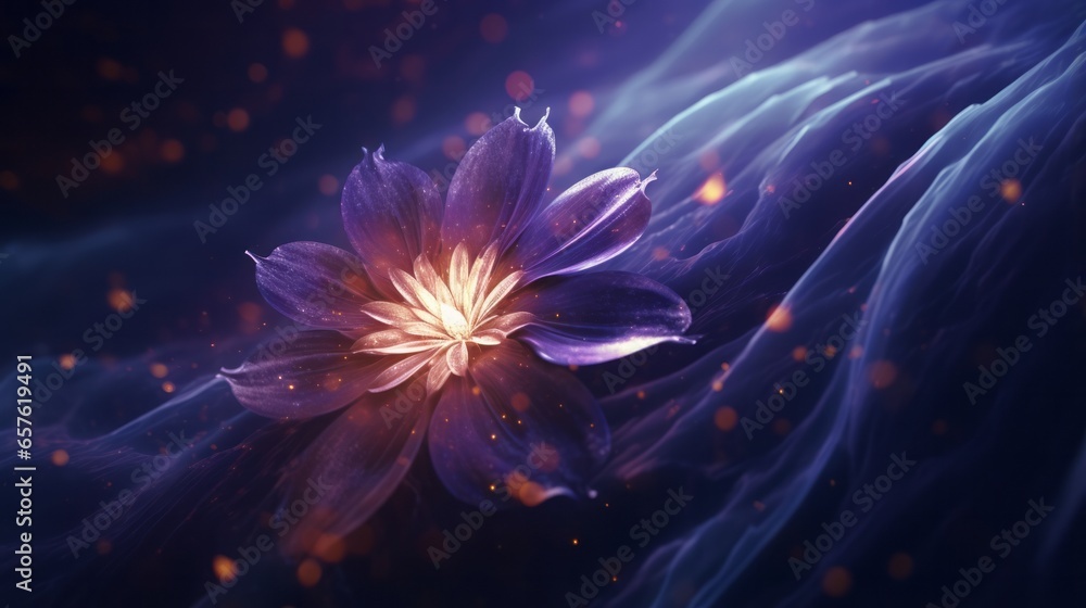 A purple flower is floating in the air A purple flower is floating in the air