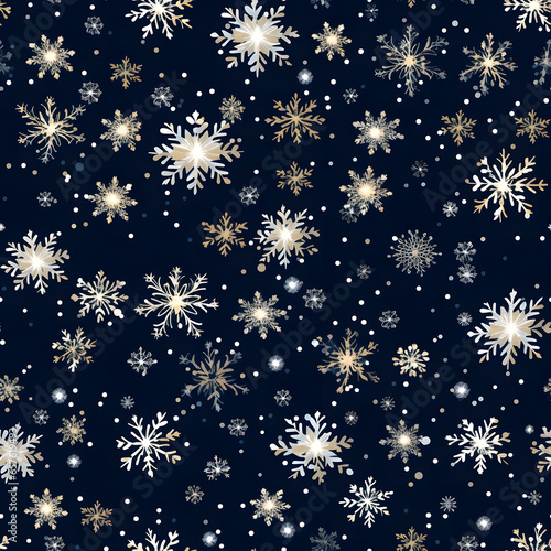 Pattern of snowflakes on blue background