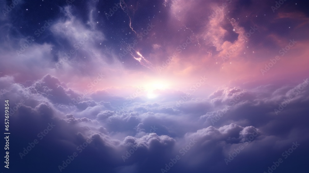 A sky filled with lots of clouds and stars