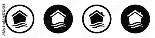 House beach icon. Home sea icon, vector illustration