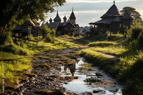 Picturesque Suzdal, a historic town known for its well-preserved churches and rustic charm, Generative AI © Shooting Star Std