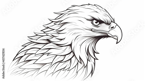 aguia Desenho de uma linha isolado em fundo branco photo
