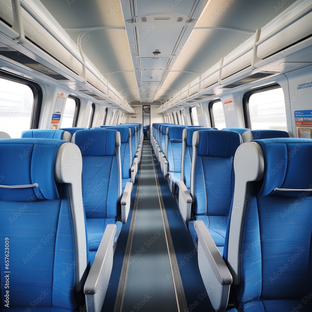 Obraz premium Passenger train interior: comfortable, spacious, and stylish design