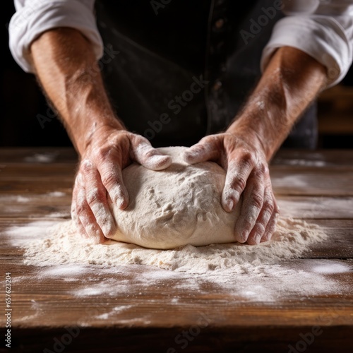 Flour-covered hands forming dough into perfect round shapes