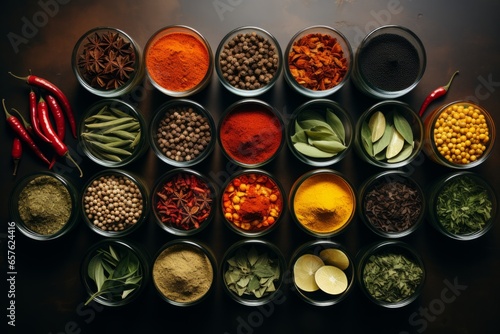  Spice and seasoning kit with a variety of spices, herbs, and spice jars, Generative AI photo
