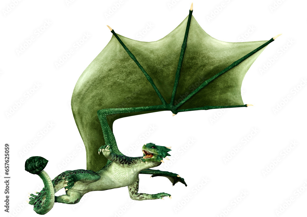 Fototapeta premium 3D Rendering Fairy Tale Dragon on White