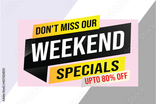 weekend specials word concept vector illustration with megaphone and 3d style, landing page, template, ui, web, mobile app, poster, banner, flyer, background, gift card, coupon, label, wallpaper