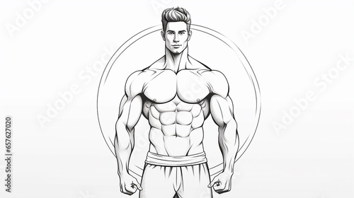 Wallpaper Mural fitness corpo atlético definido Desenho de uma linha isolado em fundo branco Torontodigital.ca