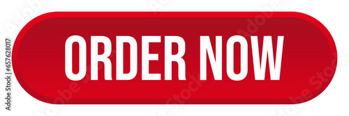 Order now button rounded red sign.
