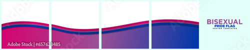 Set of Continuous Social Media Carousel Post Card Template of Bisexual Pride Flag Ribbons, isolated. Bisexual Pride Flag Frames. Editable Vector Illustration, 
