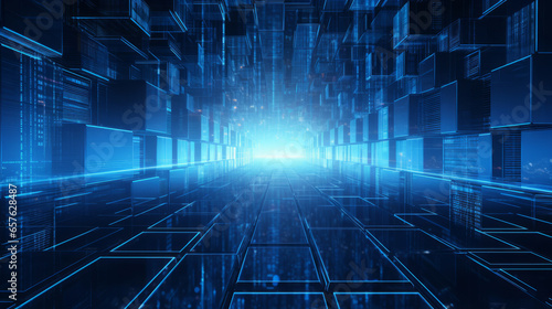illustration of futuristic high-speed light in cyberspace. Information technology network of data center Abstarct background light wallpaper