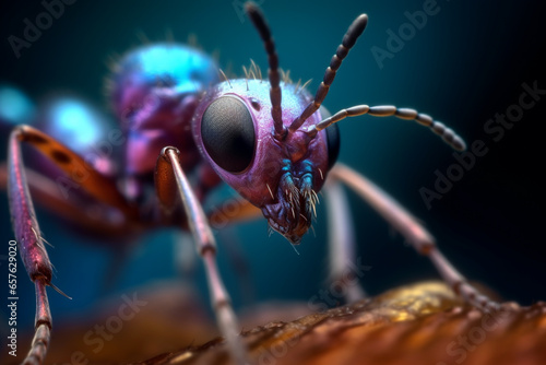 A pastel-colored Ant with a majestic mane, rendered in soft hues of pink, purple, and blue, exuding a serene and regal presence.  © Natalia