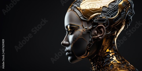 illustration of cyborg black woman, generative AI