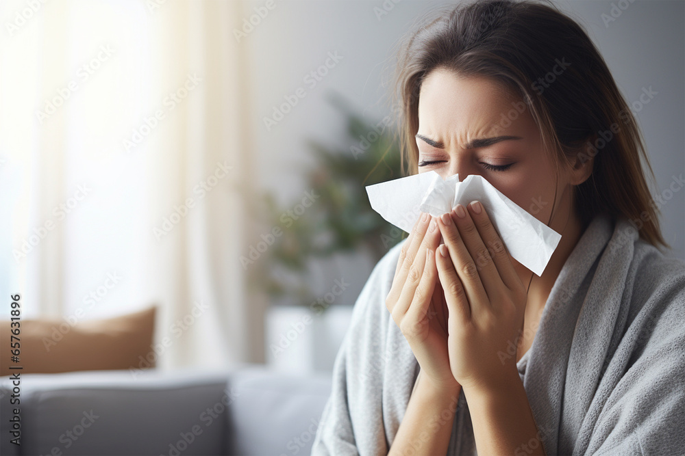 Woman sneezing feeling ill close up portraits Woman sneezing feeling ill close up portraits