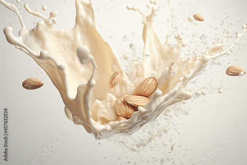 Almond milk splash close up detailed backgrounds