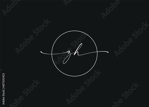 ZH handwriting letter logo design