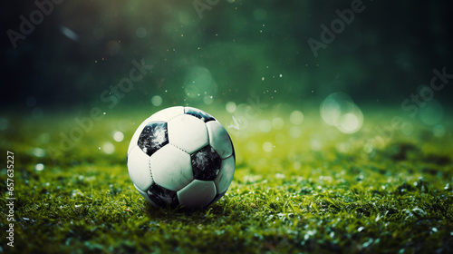 Soccer ball on soccer field © Nataliia