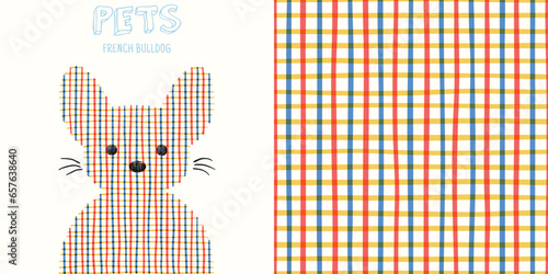 Pet portrait. Handdrawn geometric pattern, poster. Abstract dog head