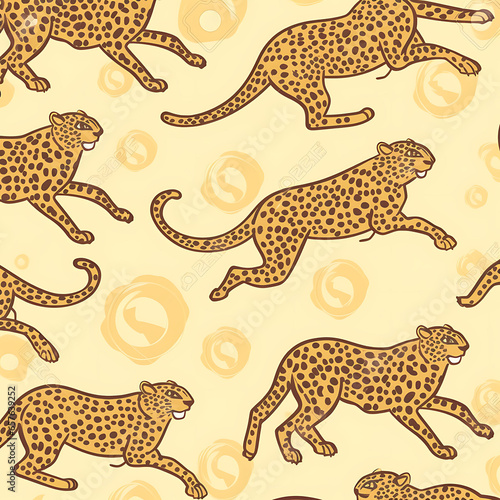 running leopard illustration pattern   ai generated