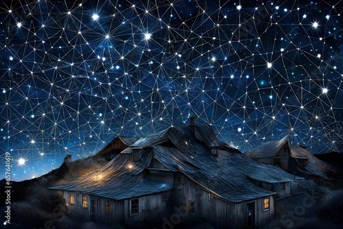 Generate an artistic interpretation of a celestial night sky where stars are replaced by twinkling diamond constellations