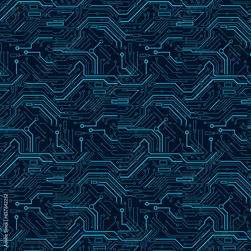Electronic circuit board design. Abstract blue technology background