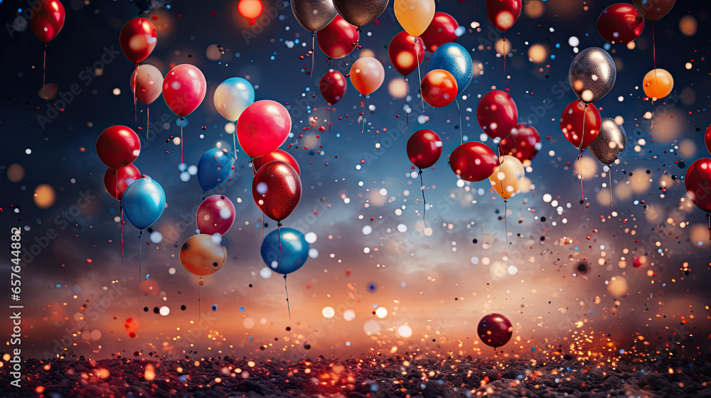 Colorful balloons rise into the air. celebration concept Colorful balloons rise into the air. celebration concept