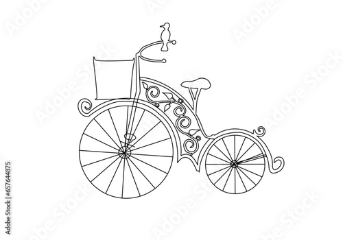 line art continuous bike sports symbol concept. lifestyle bicycle biking activity. Digital single line sketch drawing vector illustration photo