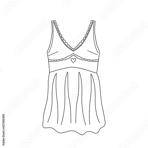 Slip dress flat silhouette, coloring fashion illustration. Vector illustration