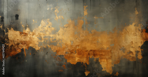 Grungy gold wall abstract background texture.