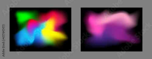 A set of colorful bright backgrounds with gradient blur. Colored glow on a black background. Template for posters, wallpapers, posters, banners and creative design