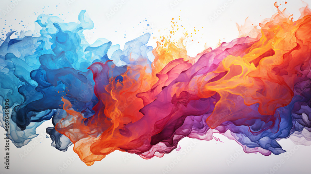 Spilled and Mixed Paint in RGB Colors Splashes on Abstract Painting Background