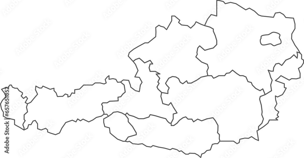 Map of Austria with detailed country map, line map.