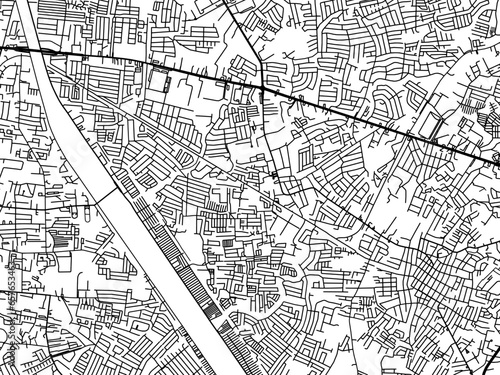 Vector road map of the city of  Cainta in the Philippines with black roads on a white background.