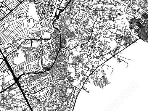 Vector road map of the city of  Taguig in the Philippines with black roads on a white background.