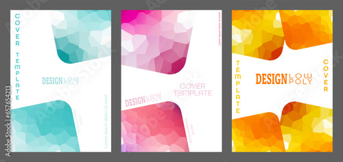 Template for book covers, brochures, booklets. A set of layouts with a polygonal color composition